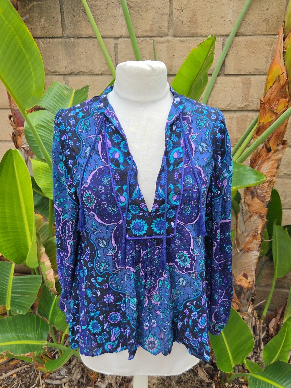 Spell Kiss the Sky Blouse Bluejay Boho Blouse Small